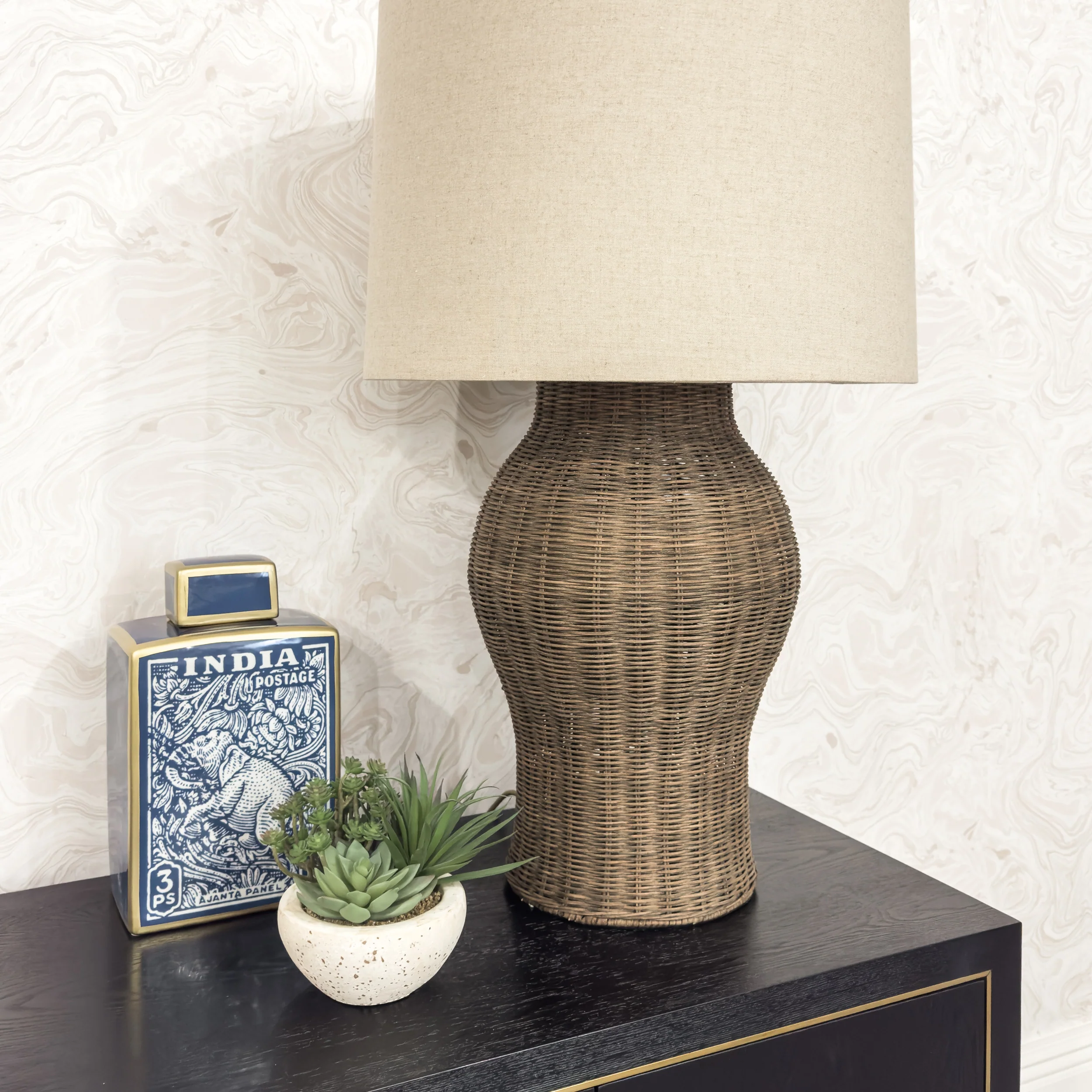 Esme Rattan Lamp with Shade - Image 4