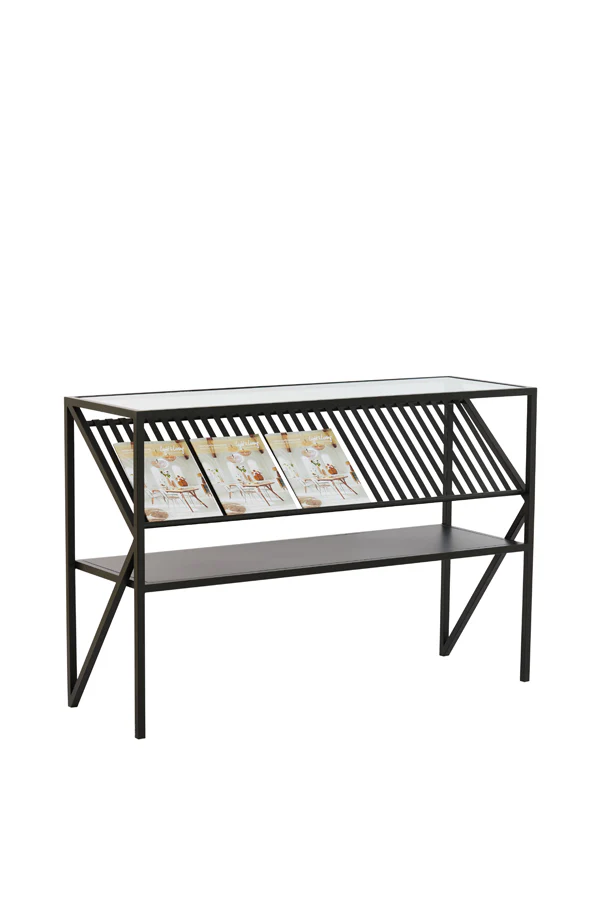 Light & Living Ezra Console Table in Clear Glass and Matt Black - Image 3