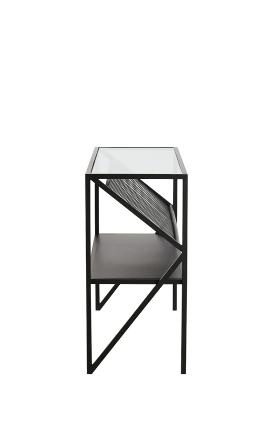 Light & Living Ezra Console Table in Clear Glass and Matt Black - Image 4
