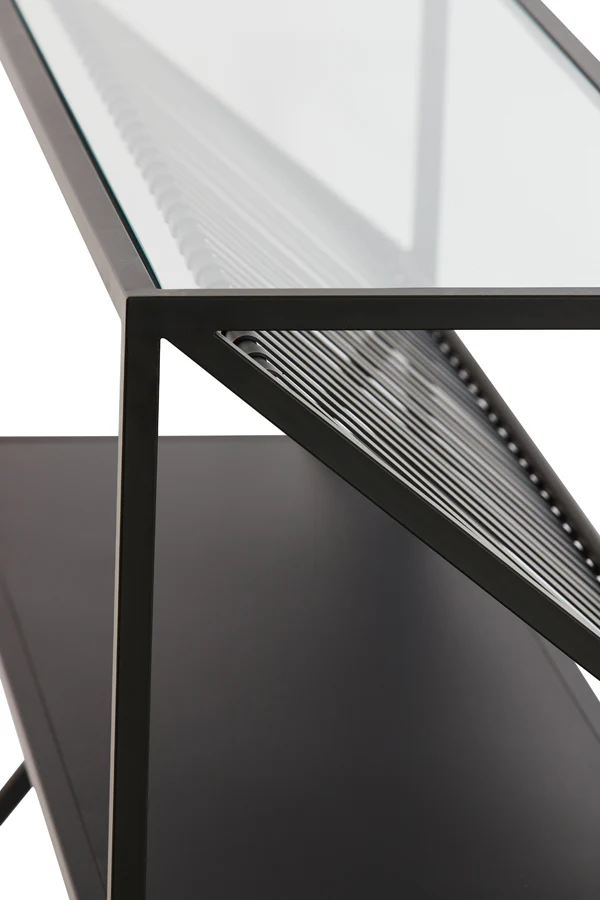 Light & Living Ezra Console Table in Clear Glass and Matt Black - Image 5