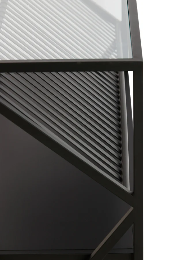 Light & Living Ezra Console Table in Clear Glass and Matt Black - Image 6