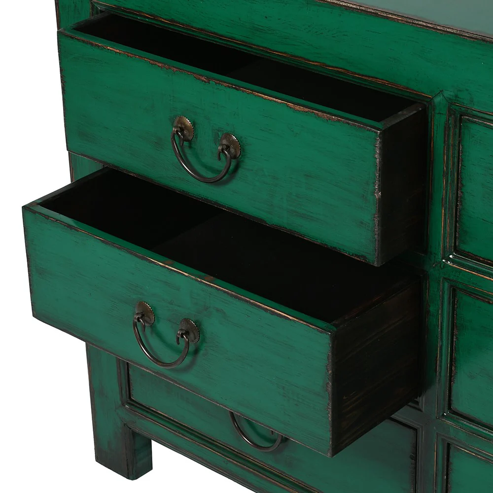 Lingbao Peacock Wide Chest of Drawers in Green - Image 5