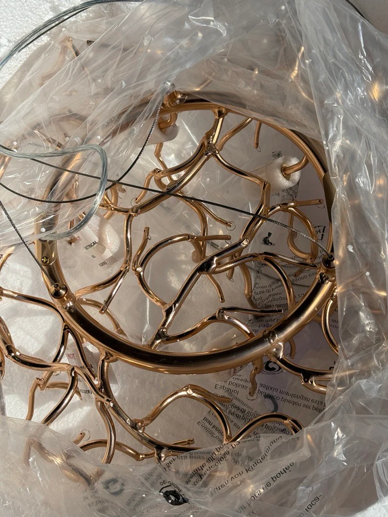 Wisdom Small Glass Droplet Chandelier in Antique Gold - Image 5